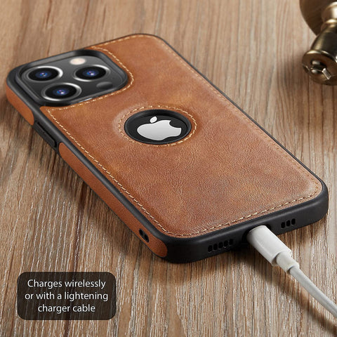 iPhone 14 Pro Max Logo View Case Leather Slim Luxury Classic Cover