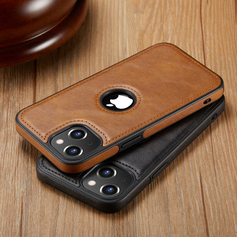 iPhone 13 Logo View Case Leather Slim Luxury Classic Cover