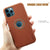 iPhone 11 Case Slim Logo View Saffiano Faux Leather Thin Cover