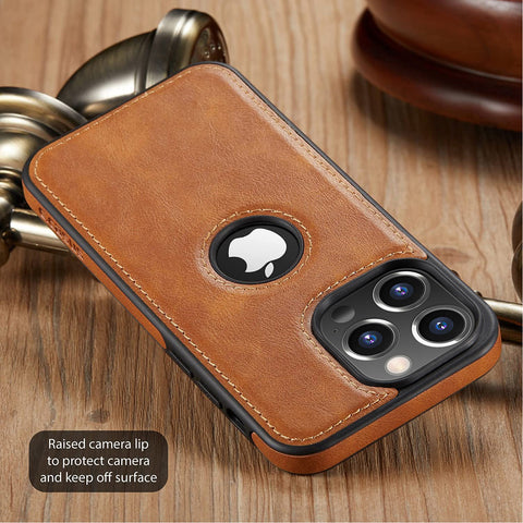 iPhone 14 Pro Max Logo View Case Leather Slim Luxury Classic Cover