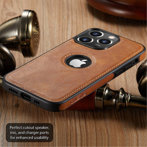 iPhone 14 Pro Max Logo View Case Leather Slim Luxury Classic Cover