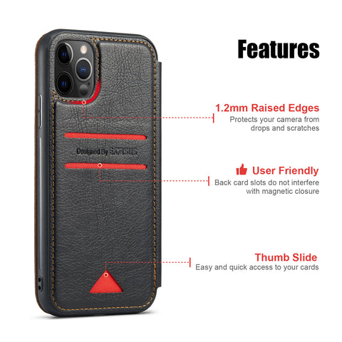 Casus® Back Wallet Leather Magnetic Cover Case For iPhone 12 Pro Max