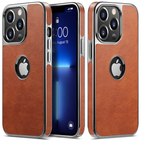 iPhone 13 Pro Case Shockproof Logo View Premium Vegan Leather Cover