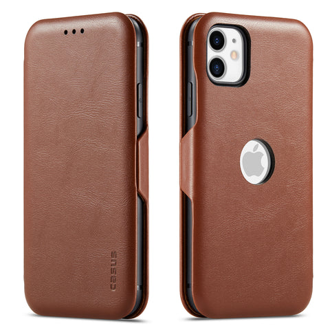 Casus® Slim Logo View Smooth Leather Magnetic Wallet Case For iPhone 11 | iPhone 11 Pro Max