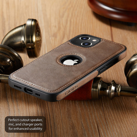 iPhone 13 Logo View Case Leather Slim Luxury Classic Cover