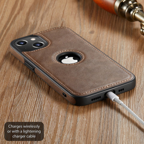 iPhone 13 Logo View Case Leather Slim Luxury Classic Cover