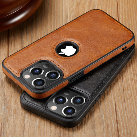 iPhone 14 Pro Max Logo View Case Leather Slim Luxury Classic Cover