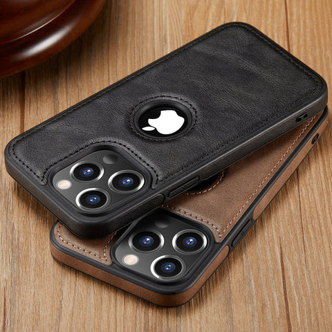 iPhone 13 Pro Logo View Case Leather Slim Luxury Classic Cover