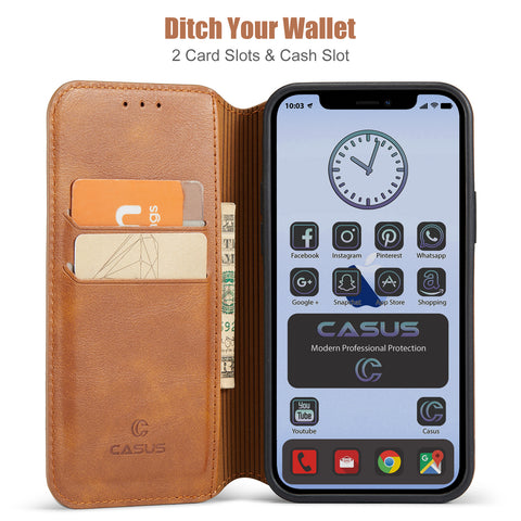iPhone 11 Pro Case Wallet Leather Card Holder Logo View Cover