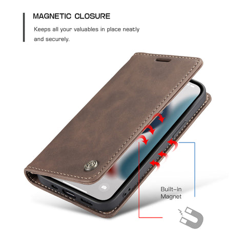 iPhone 14 Pro Max Wallet Case Leather Classic Luxury Cover