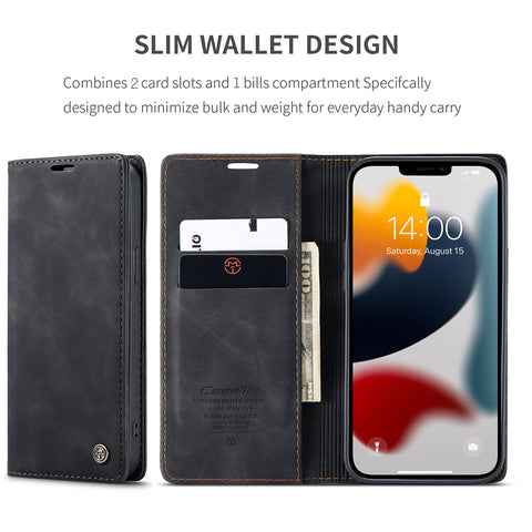 iPhone 14 Plus Wallet Case Leather Classic Luxury Cover
