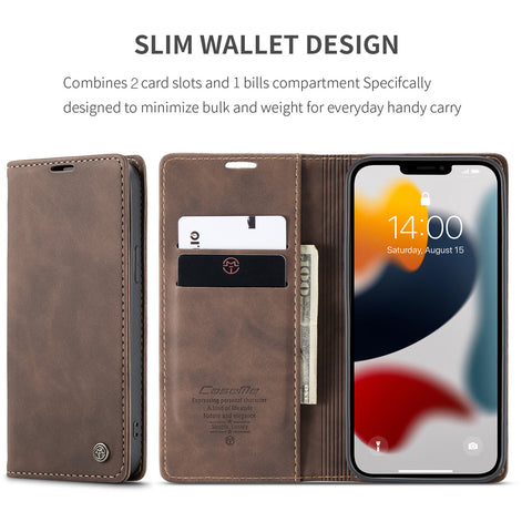 iPhone 14 Pro Max Wallet Case Leather Classic Luxury Cover