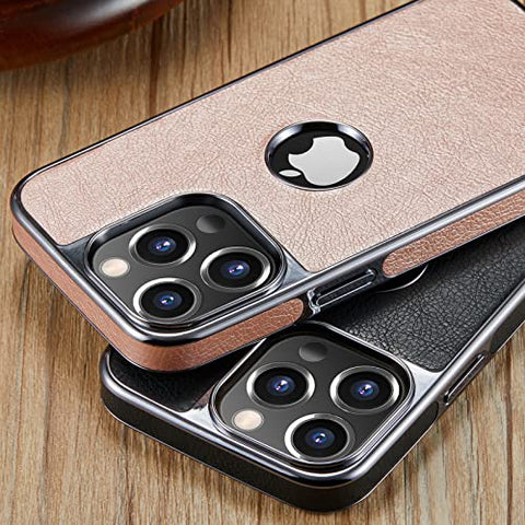 MOHEYO Logo View Compatible with iPhone 13 Pro Case Slim Premium Vegan Leather Classic Luxury Elegant Thin Cover (2021) 6.1"