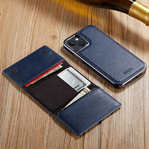 MOHEYO Designed for iPhone 13 Case Compatible with MagSafe Charger Magnetic Removable Wallet Card Holder Slim Thin Leather Cover