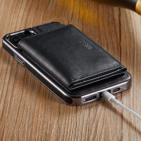 MOHEYO Designed for iPhone 13 Case Compatible with MagSafe Charger Magnetic Removable Wallet Card Holder Slim Thin Leather Cover