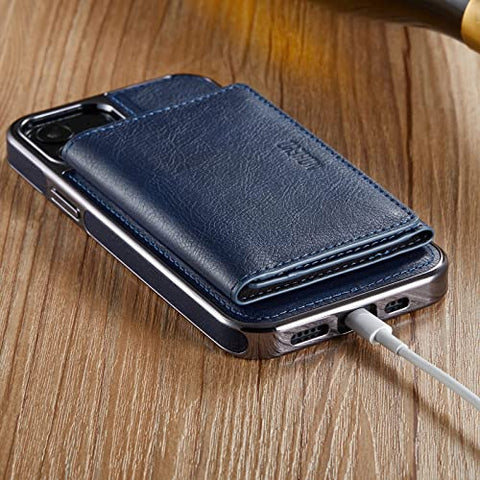 MOHEYO Designed for iPhone 13 Case Compatible with MagSafe Charger Magnetic Removable Wallet Card Holder Slim Thin Leather Cover