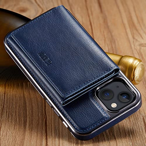 MOHEYO Designed for iPhone 13 Case Compatible with MagSafe Charger Magnetic Removable Wallet Card Holder Slim Thin Leather Cover