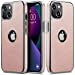 MOHEYO Logo View Compatible with iPhone 13 Case Slim Premium Vegan Leather Classic Luxury Elegant Thin Cover (2021) 6.1" (Rose Gold)