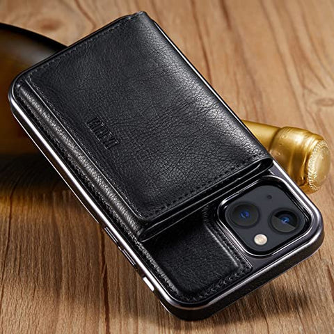 MOHEYO Designed for iPhone 13 Case Compatible with MagSafe Charger Magnetic Removable Wallet Card Holder Slim Thin Leather Cover