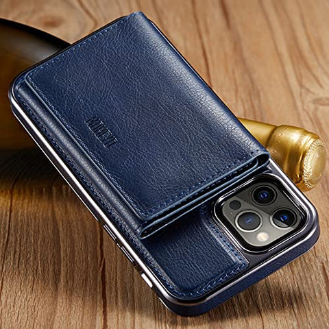 MOHEYO Designed for iPhone 12 Pro Max Case Compatible with MagSafe Charger Magnetic Removable Wallet Card Holder Slim Thin Leather Cover