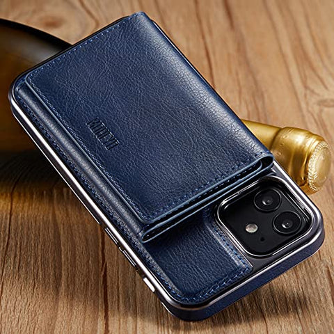 MOHEYO Designed for iPhone 12 Pro I iPhone 12 Case Compatible with MagSafe Charger Magnetic Removable Wallet Card Holder Slim Thin Leather Cover