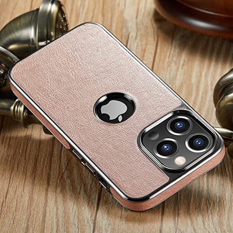 MOHEYO Logo View Compatible with iPhone 13 Pro Case Slim Premium Vegan Leather Classic Luxury Elegant Thin Cover (2021) 6.1"