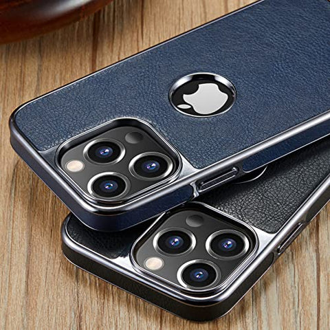 MOHEYO Logo View Compatible with iPhone 13 Pro Case Slim Premium Vegan Leather Classic Luxury Elegant Thin Cover (2021) 6.1"