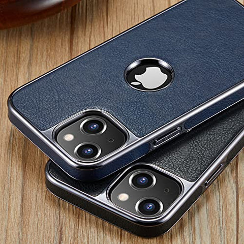 MOHEYO Logo View Compatible with iPhone 13 Case Slim Premium Vegan Leather Classic Luxury Elegant Thin Cover (2021) 6.1"