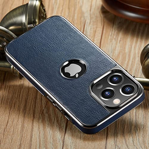 MOHEYO Logo View Compatible with iPhone 13 Pro Case Slim Premium Vegan Leather Classic Luxury Elegant Thin Cover (2021) 6.1"