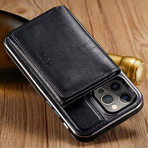 MOHEYO Designed for iPhone 13 Pro Max Case Compatible with MagSafe Charger Magnetic Removable Wallet Card Holder Slim Thin Leather Cover