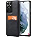MOHEYO Compatible with Samsung Galaxy S21 Ultra Back Wallet Card Holder Slot Case with Side Grip PU Leather Slim Thin Cover