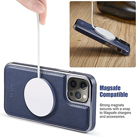 MOHEYO Designed for iPhone 12 Pro Max Case Compatible with MagSafe Charger Magnetic Removable Wallet Card Holder Slim Thin Leather Cover