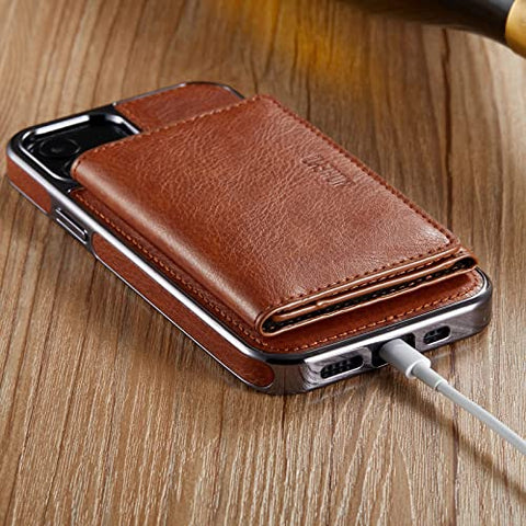 MOHEYO Designed for iPhone 13 Case Compatible with MagSafe Charger Magnetic Removable Wallet Card Holder Slim Thin Leather Cover