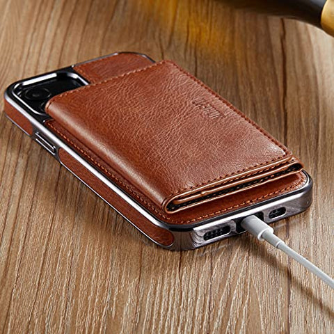 MOHEYO Designed for iPhone 12 Pro Max Case Compatible with MagSafe Charger Magnetic Removable Wallet Card Holder Slim Thin Leather Cover
