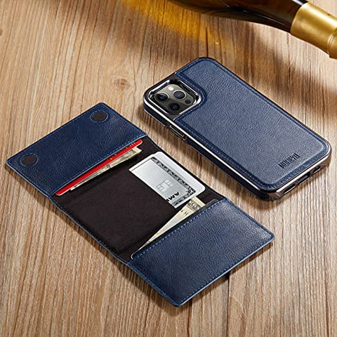 MOHEYO Designed for iPhone 12 Pro Max Case Compatible with MagSafe Charger Magnetic Removable Wallet Card Holder Slim Thin Leather Cover