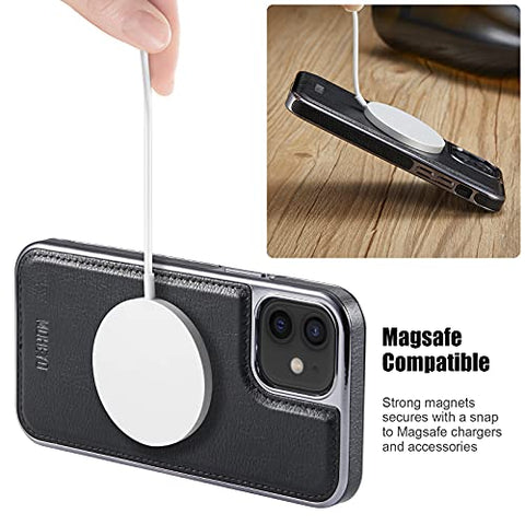 MOHEYO Designed for iPhone 12 Pro I iPhone 12 Case Compatible with MagSafe Charger Magnetic Removable Wallet Card Holder Slim Thin Leather Cover