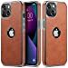 MOHEYO Logo View Compatible with iPhone 13 Case Slim Premium Vegan Leather Classic Luxury Elegant Thin Cover (2021) 6.1"