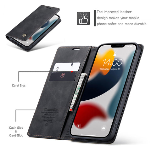 iPhone 14 Plus Wallet Case Leather Classic Luxury Cover