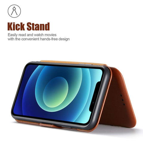 MOHEYO Compatible with iPhone 12 Pro Max Slim Card Holder Slot Case PU Vegan Leather Thin Magnetic Flip Cover