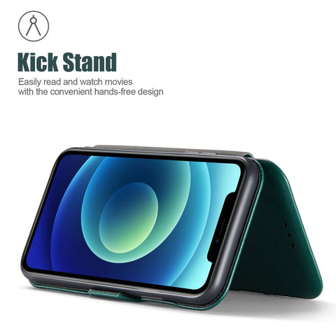MOHEYO Compatible with iPhone 12 Pro Max Slim Card Holder Slot Case PU Vegan Leather Thin Magnetic Flip Cover