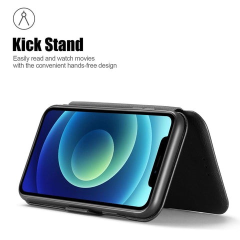 MOHEYO Compatible with iPhone 12 Pro Max Slim Card Holder Slot Case PU Vegan Leather Thin Magnetic Flip Cover
