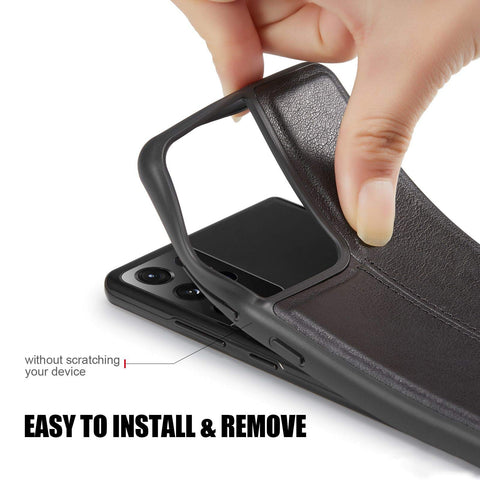 MOHEYO Slim Thin Vegan Leather Case Luxury Classic Cover Compatible with Samsung Galaxy S21 Ultra 5G