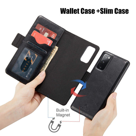 MOHEYO 2-in-1 Wallet Case Compatible with Samsung Galaxy A52 5G Vegan Leather PU Magnetic Detachable Removable Card Case Flip Cover