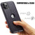 MOHEYO Compatible with iPhone 12 Mini Thin Premium Vegan Leather Luxury Case Classic Elegant Logo View Slim Cover