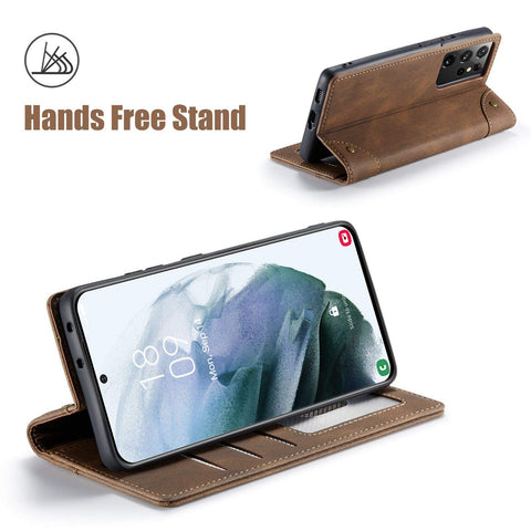 MOHEYO Compatible with Samsung Galaxy S21 Ultra Wallet Case Flip Cover Soft PU Leather Classic Card Holder Pocket Slim Magnetic Closure