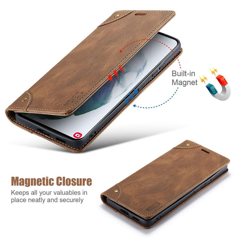 MOHEYO Compatible with Samsung Galaxy S21 Ultra Wallet Case Flip Cover Soft PU Leather Classic Card Holder Pocket Slim Magnetic Closure