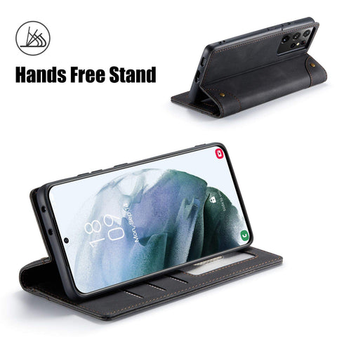 MOHEYO Compatible with Samsung Galaxy S21 Ultra Wallet Case Flip Cover Soft PU Leather Classic Card Holder Pocket Slim Magnetic Closure