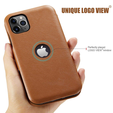 MOHEYO Compatible with iPhone 12 Pro Max Slim Card Holder Slot Case PU Vegan Leather Thin Magnetic Flip Cover