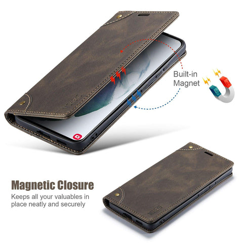 MOHEYO Compatible with Samsung Galaxy S21 Ultra Wallet Case Flip Cover Soft PU Leather Classic Card Holder Pocket Slim Magnetic Closure