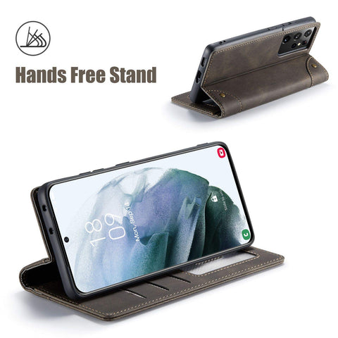 MOHEYO Compatible with Samsung Galaxy S21 Ultra Wallet Case Flip Cover Soft PU Leather Classic Card Holder Pocket Slim Magnetic Closure